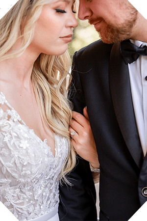 Clean editorial wedding portrait with balanced natural light.