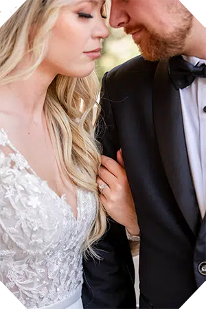 Clean editorial wedding portrait with balanced natural light.