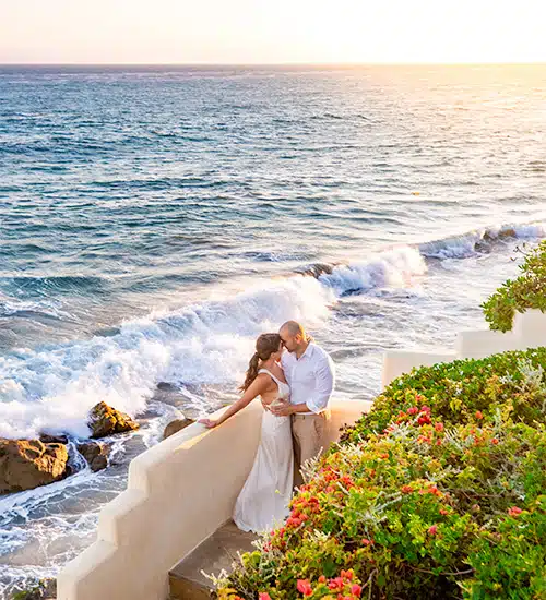 Los Angeles coastal wedding photography with rich ocean tones.