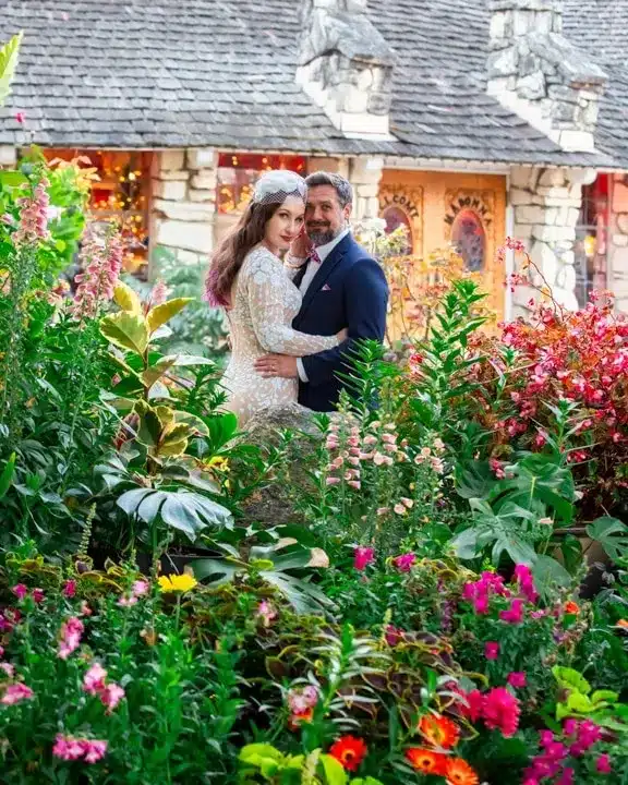 a couple in a romantic pose in a garden-3
