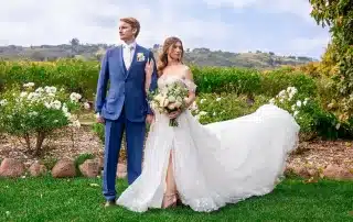 Bride and Groom with Bouquet